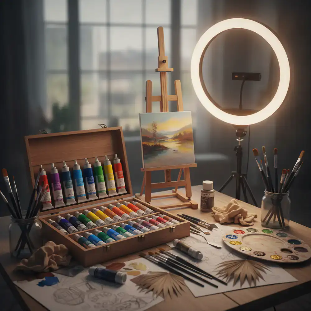 Complete Dhaka Artist Kit with paints and easel