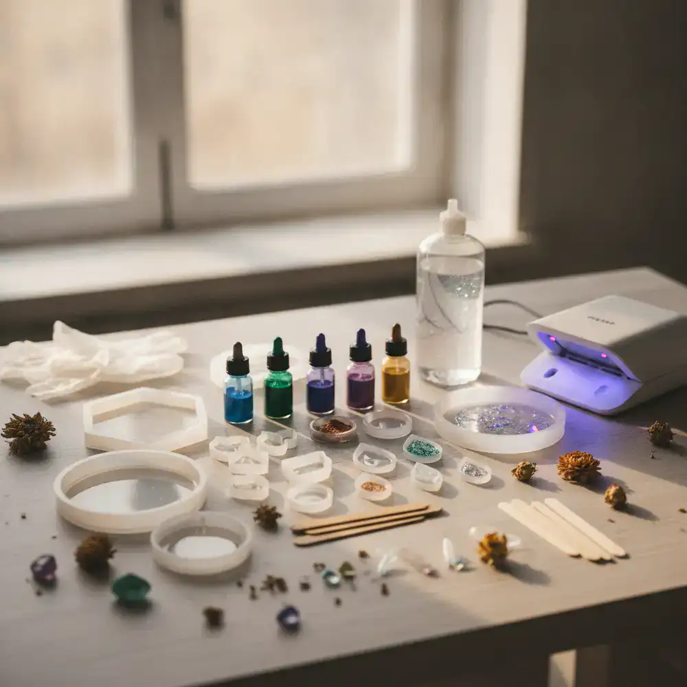 Resin art starter pack with molds and colorants